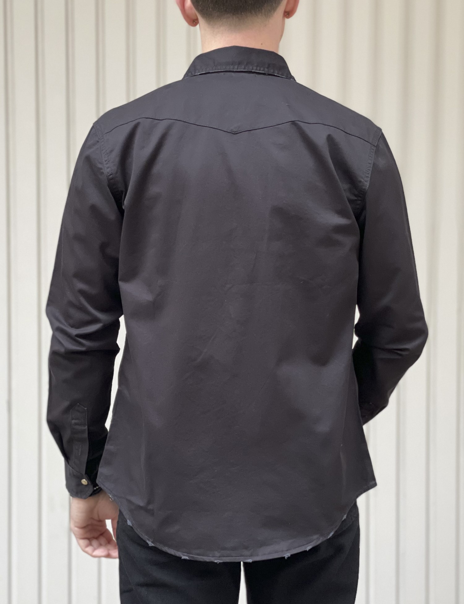 Bread and Buttons ανδρικό μαύρο μακρυμάνικο πουκάμισο BC0151 φωτογραφία